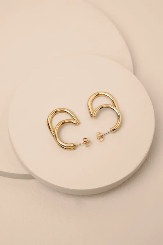 Val Gold Double Hoop Earrings sold by Lulus product image thumbnail 2