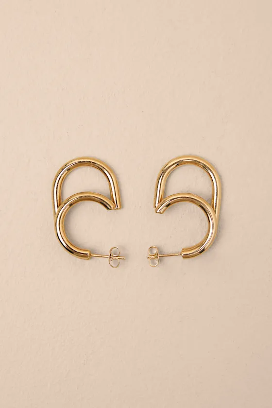 Val Gold Double Hoop Earrings sold by Lulus product image thumbnail 4