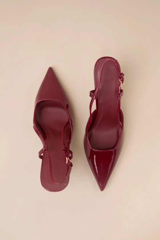 Isabel Cherry Red Patent Pointed-Toe Slingback Pumps sold by Lulus product image thumbnail 2