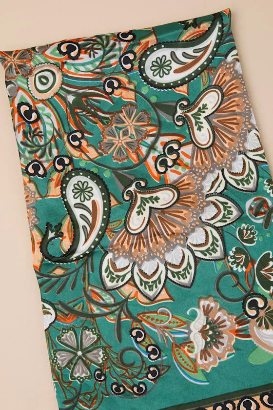 Moroi Green Paisley Print Satin Scarf sold by Lulus product image thumbnail 2