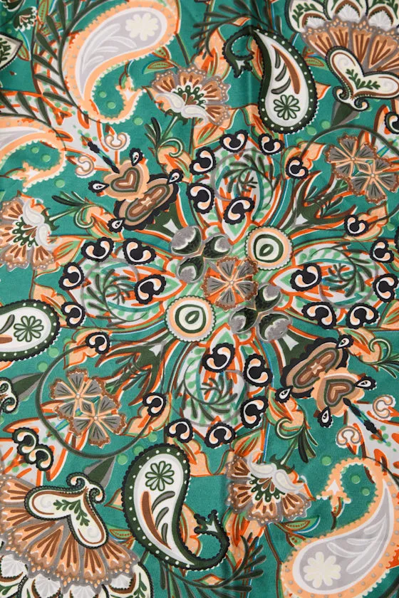 Moroi Green Paisley Print Satin Scarf sold by Lulus product image thumbnail 3