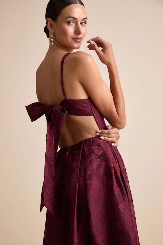 Perfected Aura Red Jacquard Tie-Back Maxi Dress with Pockets sold by Lulus product image thumbnail 2