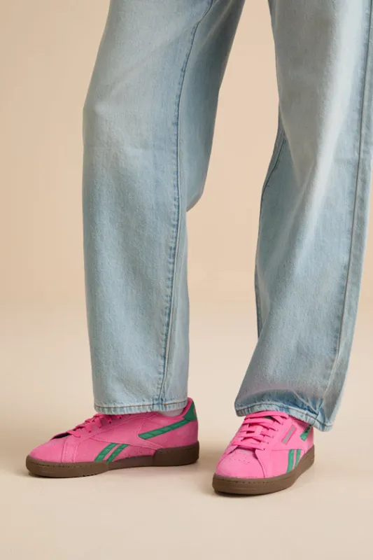 Club C Grounds UK Atomic Pink and Upgrade Suede Leather Sneakers made by Lulus