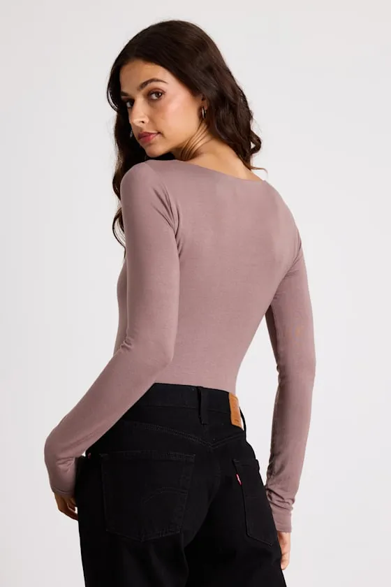 Easily Loved Taupe Long Sleeve Bodysuit sold by Lulus product image thumbnail 2