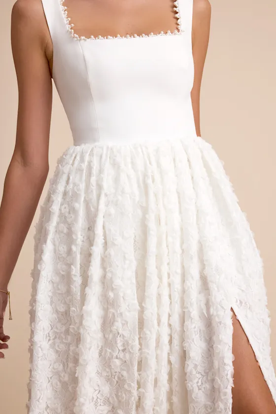 Ellsworth Ivory Mixed-Media Pearl A-Line Maxi Dress sold by Lulus product image thumbnail 3