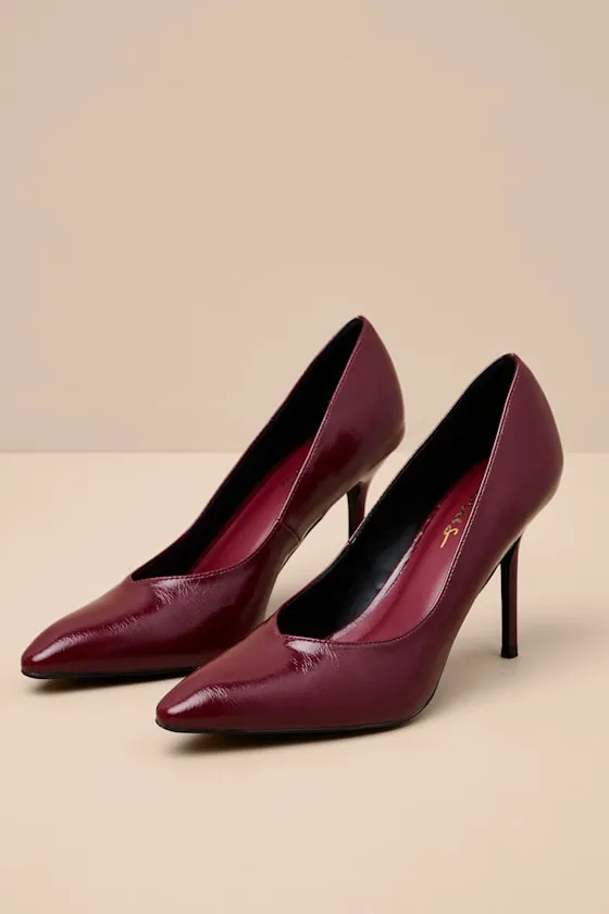 Monette Burgundy Pointed-Toe Pumps sold by Lulus product image thumbnail 2