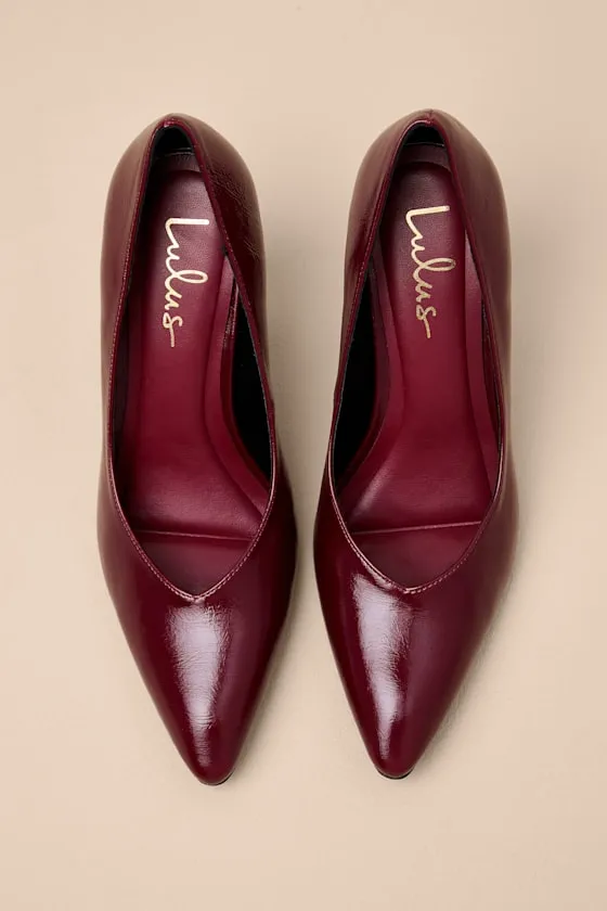 Monette Burgundy Pointed-Toe Pumps sold by Lulus product image thumbnail 4