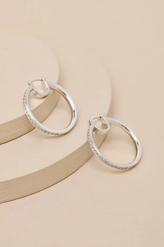 Naledi 14KT White Gold Rhinestone Hoop Earrings sold by Lulus product image thumbnail 2