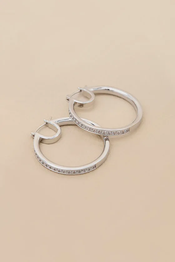 Naledi 14KT White Gold Rhinestone Hoop Earrings sold by Lulus product image thumbnail 4