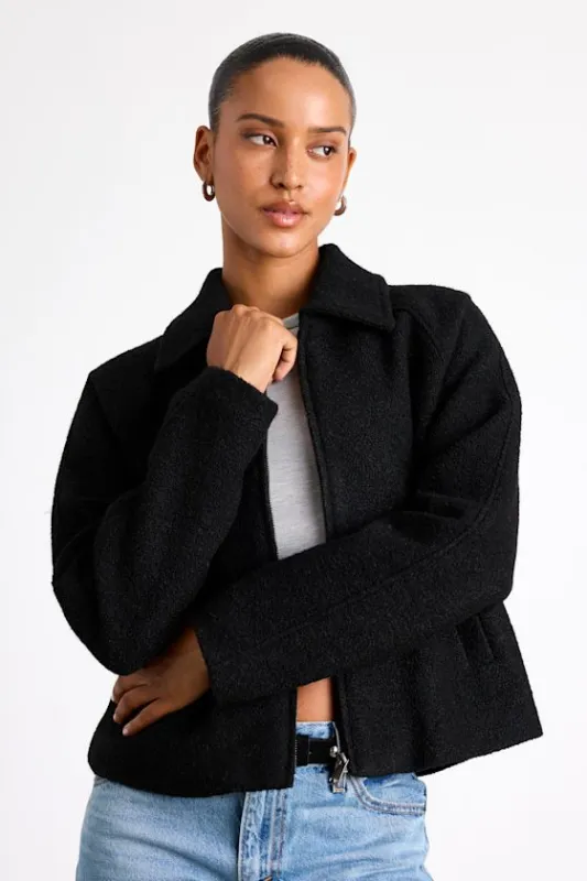 Brixlynn Black Wool Collared Jacket sold by Lulus