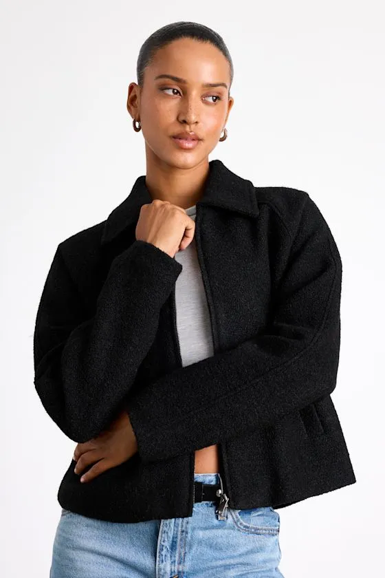Brixlynn Black Wool Collared Jacket sold by Lulus