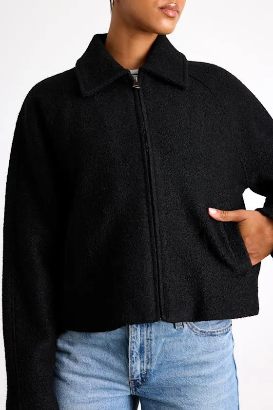 Brixlynn Black Wool Collared Jacket sold by Lulus product image thumbnail 4