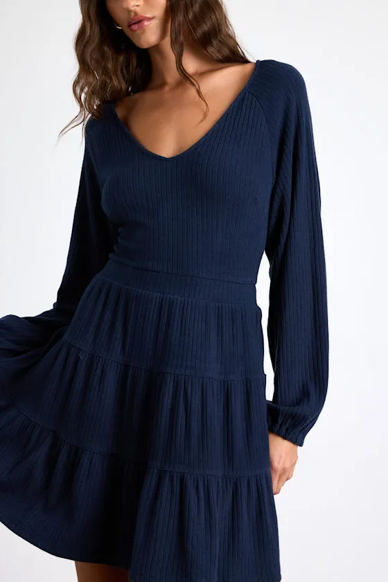 Adorable Option Dark Navy Long Sleeve Mini Sweater Dress sold by Lulus product image thumbnail 2