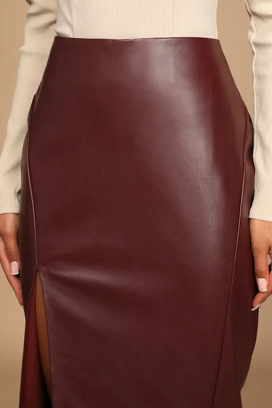 Mireya Wine Red Vegan Leather Pencil Skirt sold by Lulus product image thumbnail 4