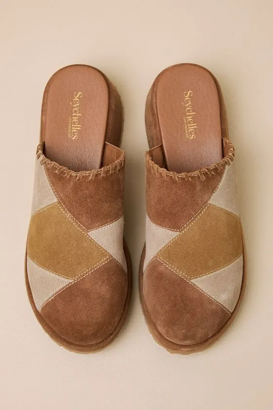 Whammy Brown Multi Patchwork Suede Platform Mule Clogs sold by Lulus product image thumbnail 4