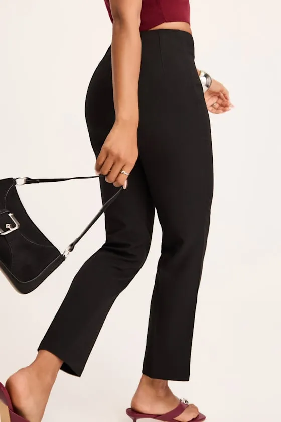 Cleo Black Tailored High-Rise Slim Leg Trouser Pants sold by Lulus