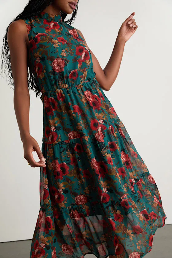 In My Dreams Teal Multi Floral Print Midi Dress sold by Lulus product image thumbnail 2