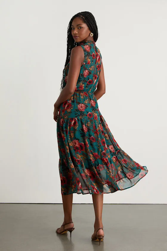 In My Dreams Teal Multi Floral Print Midi Dress sold by Lulus product image thumbnail 3