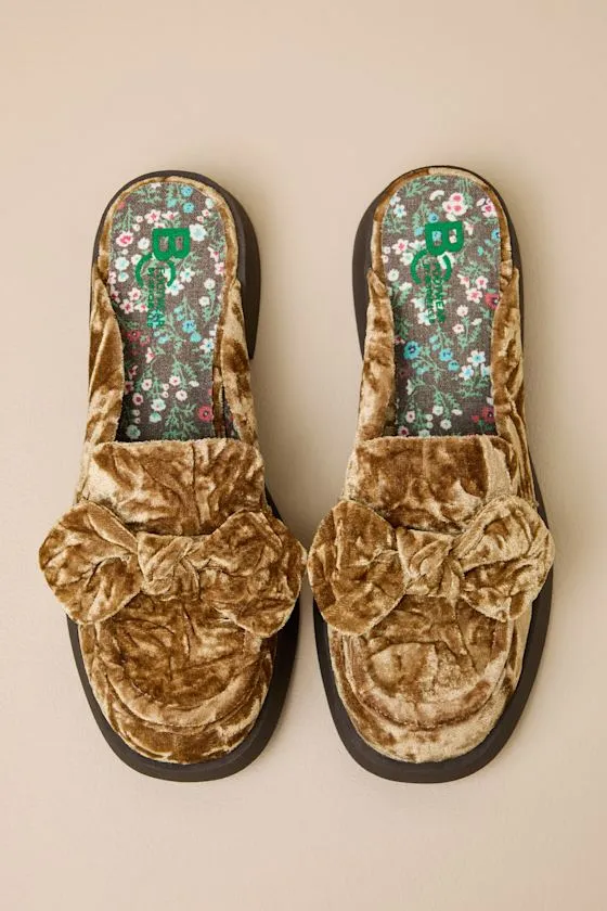 Flower Antique Yellow Velvet Bow Mule Loafers sold by Lulus product image thumbnail 4