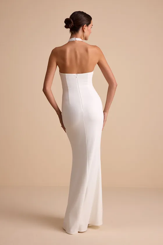 Iridessa White Mixed Media Halter Mermaid Maxi Dress sold by Lulus product image thumbnail 3