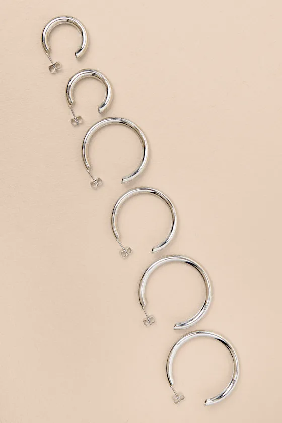 Varina Silver Three-Piece Hoop Earring Set sold by Lulus product image thumbnail 2