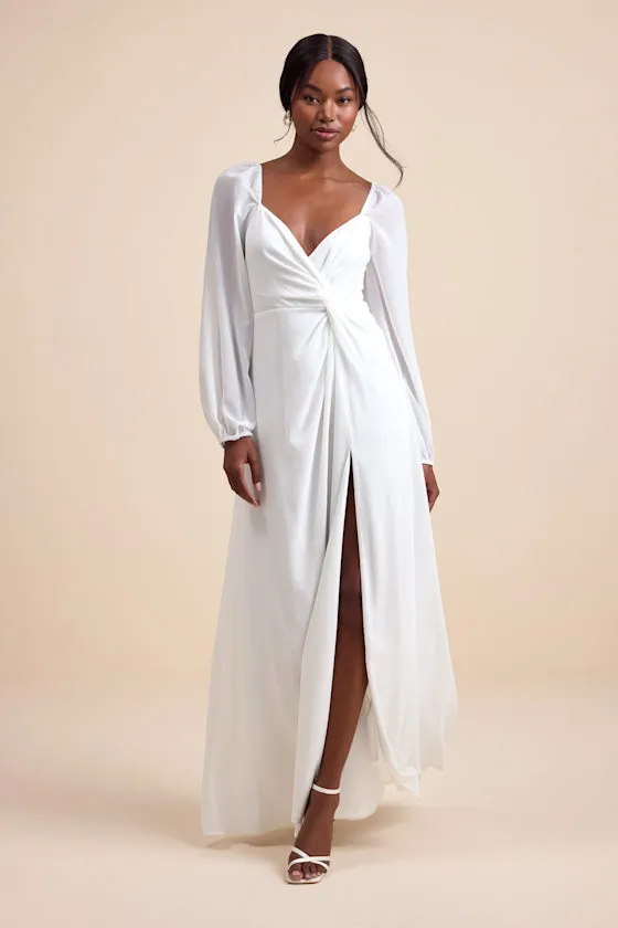Composed Soiree White Twist-Front Long Sleeve Maxi Dress sold by Lulus product image thumbnail 3