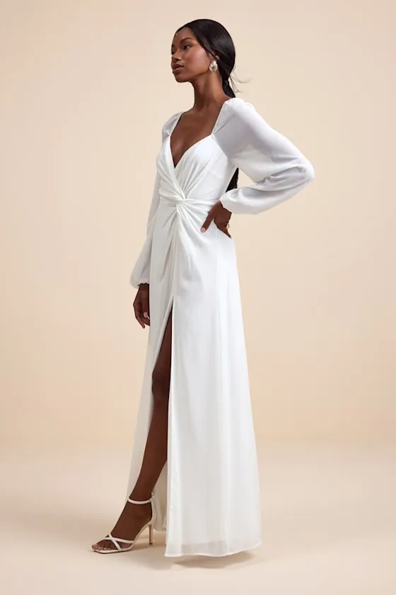 Composed Soiree White Twist-Front Long Sleeve Maxi Dress sold by Lulus product image thumbnail 4
