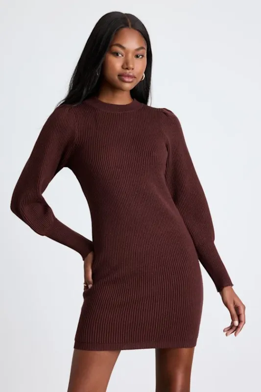 Loving You Fondly Brown Ribbed Knit Sweater Dress sold by Lulus
