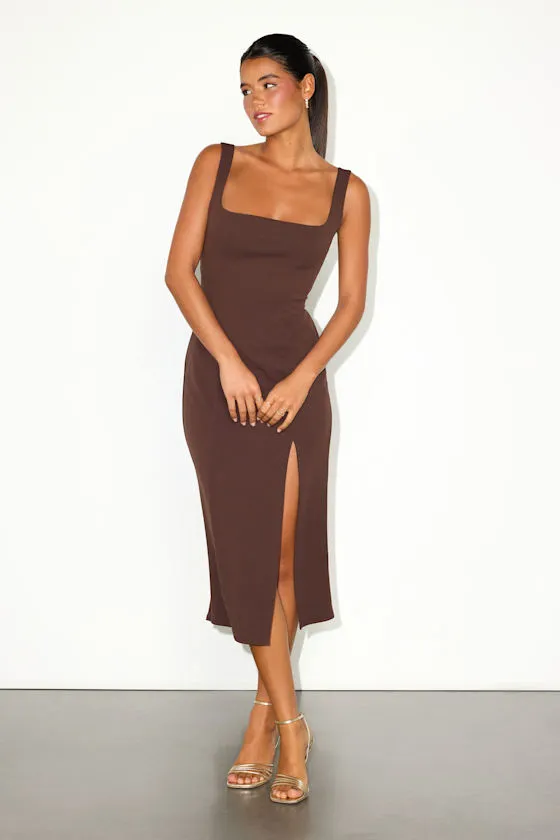 Davana Dark Brown Cutout Midi Dress sold by Lulus product image thumbnail 2