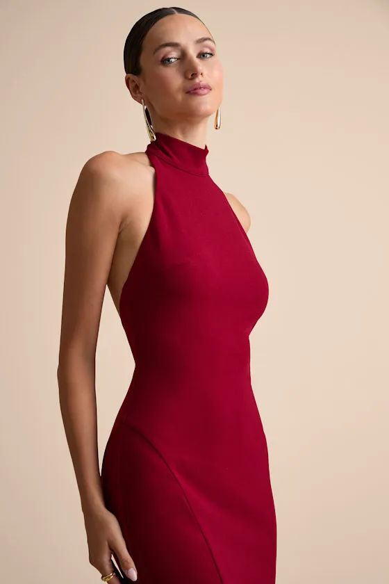 Sihana Wine Red Halter Mermaid Maxi Dress sold by Lulus product image thumbnail 2