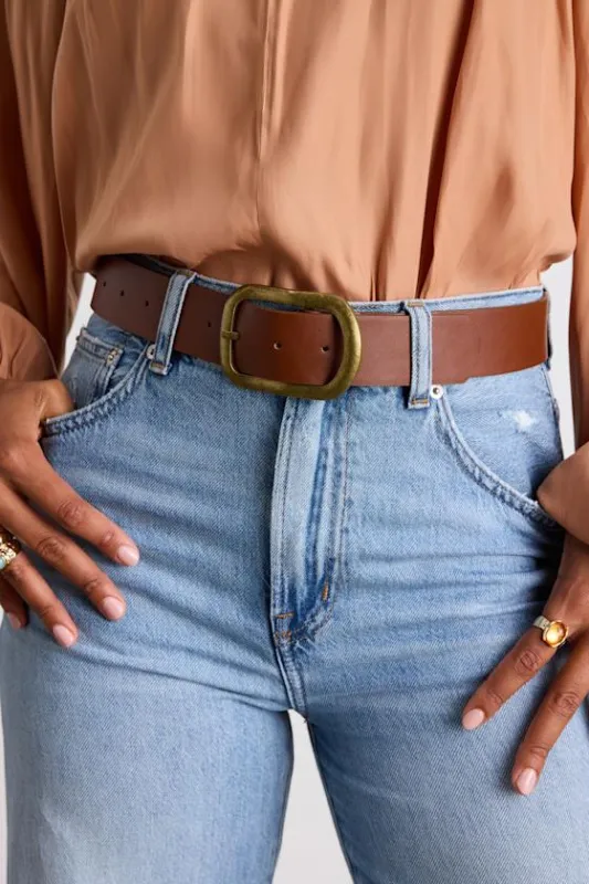 Kenzo Brown Brushed Buckle Belt sold by Lulus