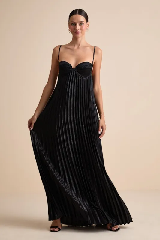 Brilliant Allure Black Pleated Maxi Dress sold by Lulus