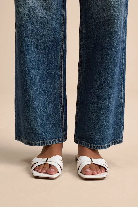 Saylor Bone Strappy Flat Slide Sandals sold by Lulus