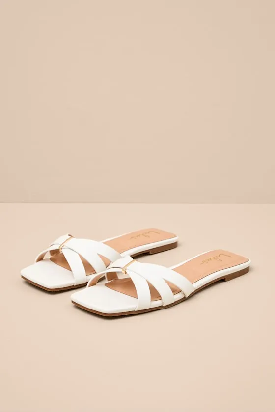 Saylor Bone Strappy Flat Slide Sandals sold by Lulus product image thumbnail 2