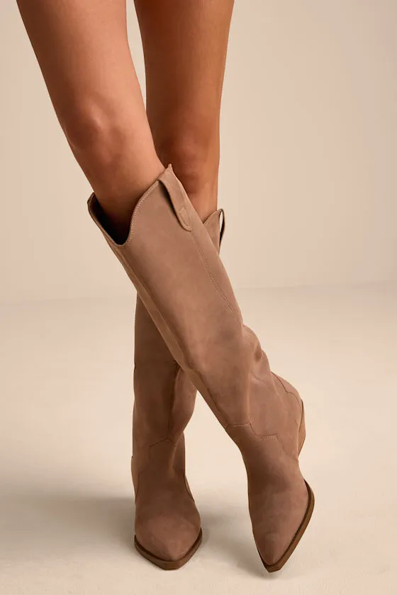 Helix Fawn Suede Pointed-Toe Knee-High Boots sold by Lulus product image thumbnail 2