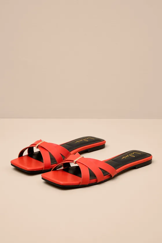 Saylor Neon Flare Strappy Flat Slide Sandals sold by Lulus product image thumbnail 2