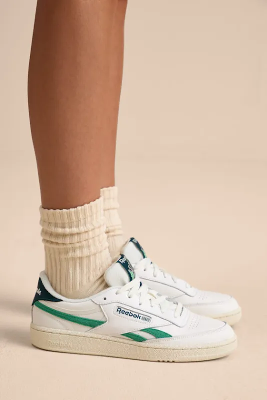 Club C Revenge Chalk and Upgrade Green Leather Sneakers sold by Lulus