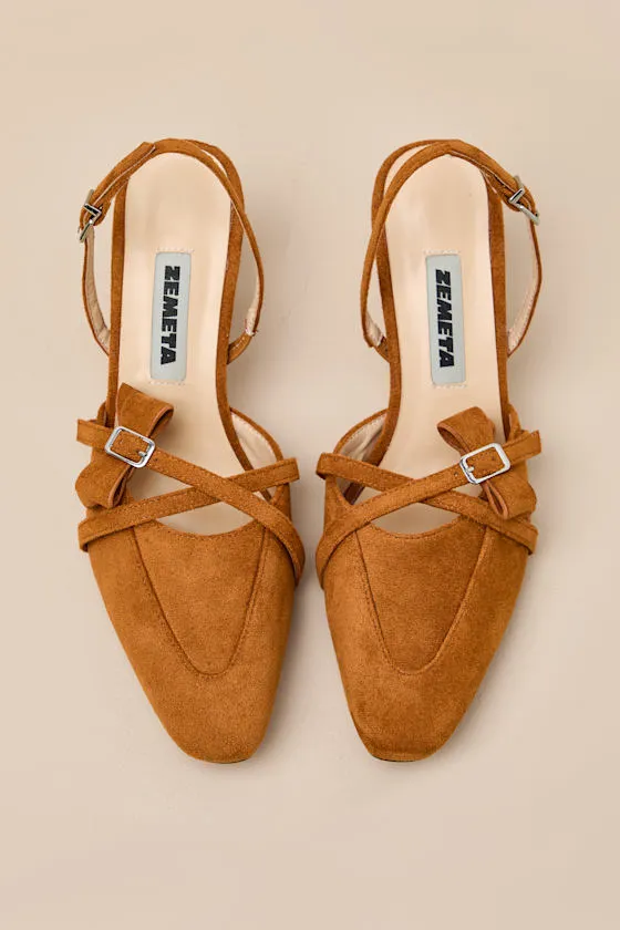 Bow Tan Suede Slingback Pumps sold by Lulus product image thumbnail 2