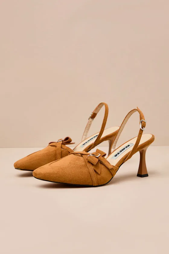 Bow Tan Suede Slingback Pumps sold by Lulus product image thumbnail 4