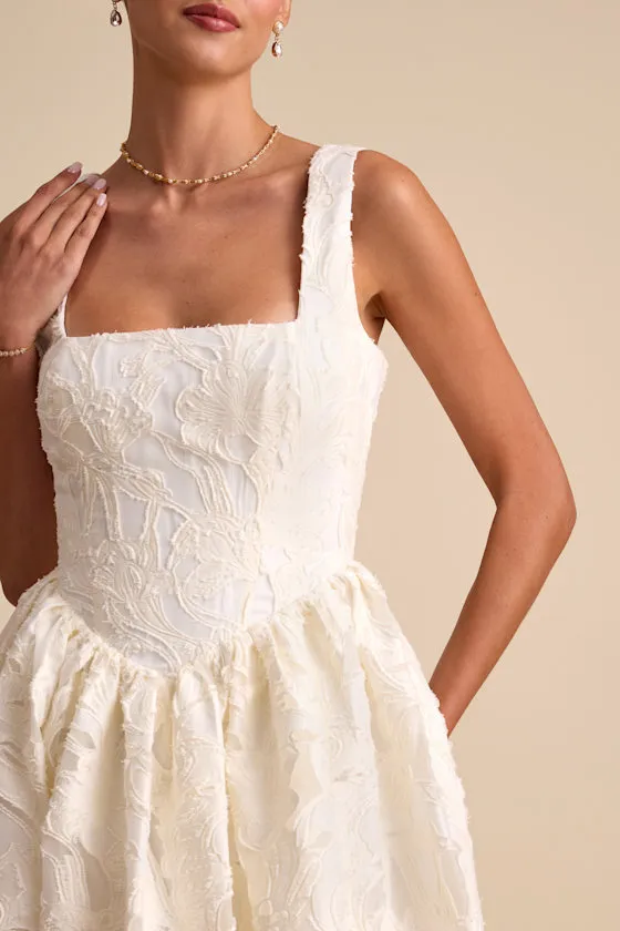 Corsen Ivory Floral Jacquard Corset A-Line Maxi Dress sold by Lulus product image thumbnail 3