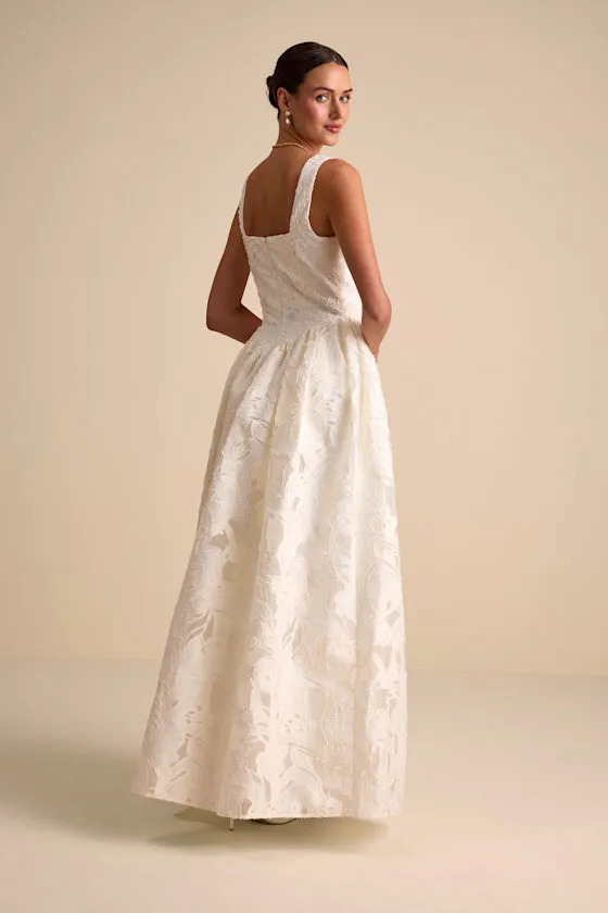 Corsen Ivory Floral Jacquard Corset A-Line Maxi Dress sold by Lulus product image thumbnail 4