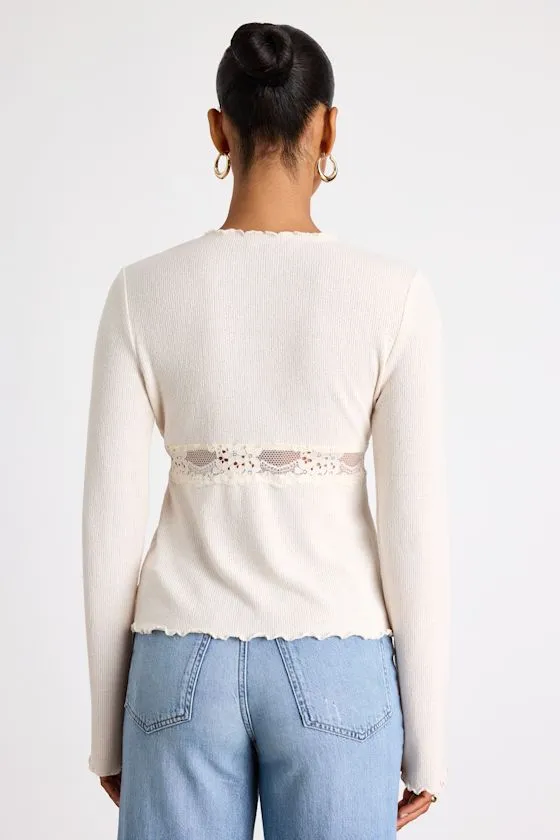 Jordy Ivory Lace Long Sleeve Sweater Top sold by Lulus product image thumbnail 3