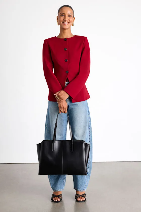 Levine Black Vegan Leather Oversized Tote Bag sold by Lulus product image thumbnail 3