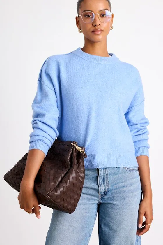 Lena Dusty Blue Crew Neck Pullover Sweater sold by Lulus product image thumbnail 2