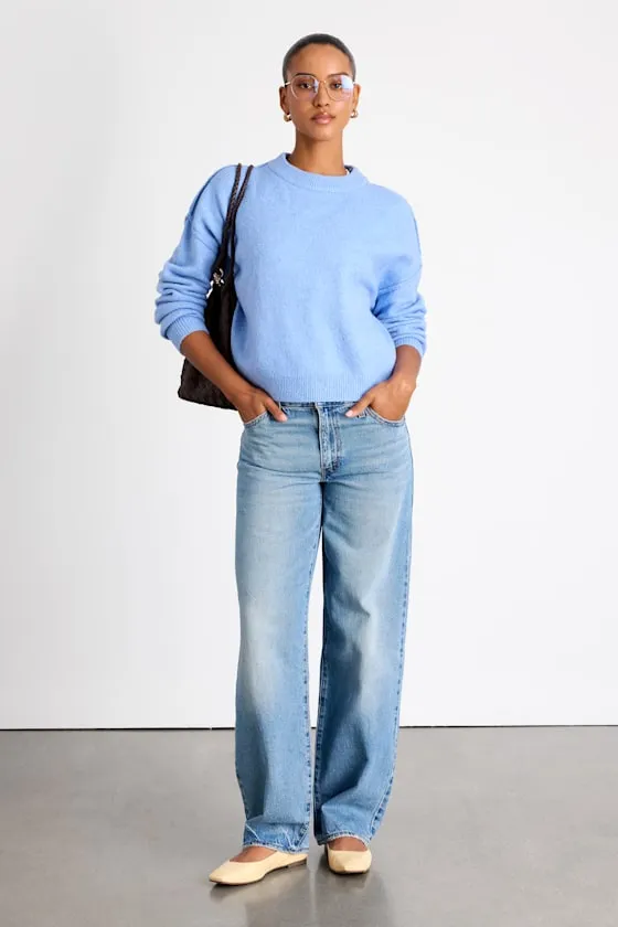 Lena Dusty Blue Crew Neck Pullover Sweater sold by Lulus product image thumbnail 4