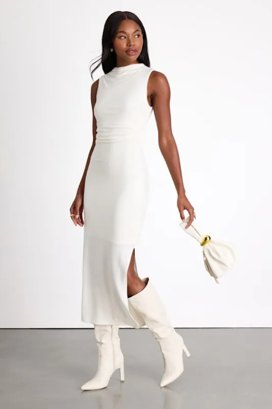 Zephine Ivory Sleeveless Sweater Midi Dress sold by Lulus