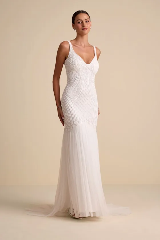 Kentworth Ivory Sequin Beaded Scoop Back Maxi Dress sold by Lulus product image thumbnail 2