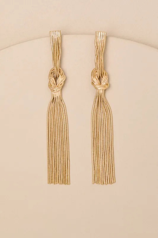 Vamika Gold Knotted Chain Drop Earrings sold by Lulus