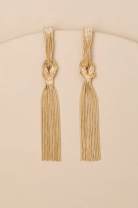 Vamika Gold Knotted Chain Drop Earrings sold by Lulus