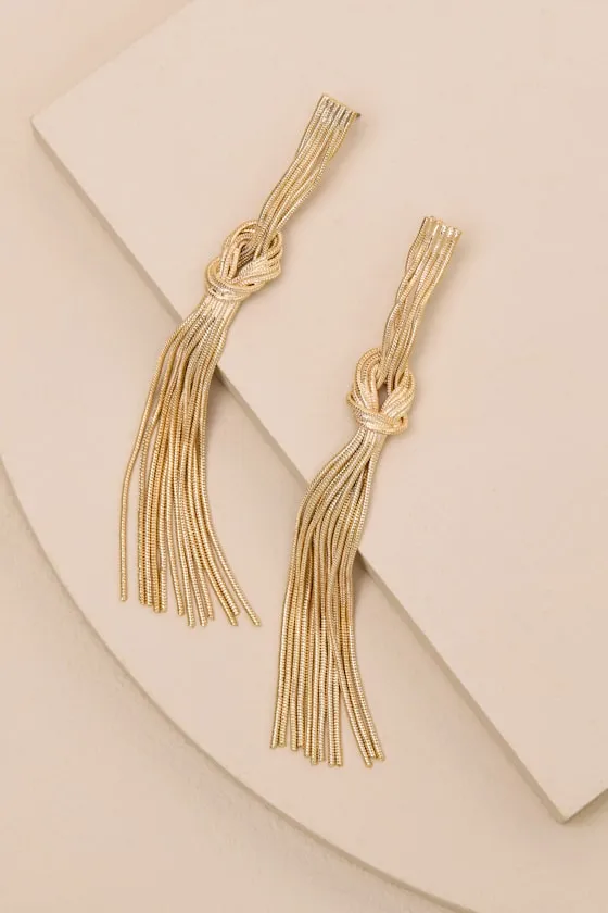 Vamika Gold Knotted Chain Drop Earrings sold by Lulus product image thumbnail 3